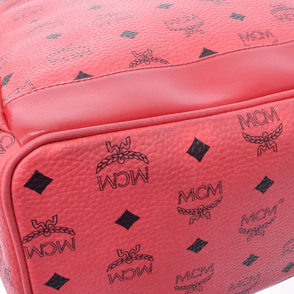 MCM Studded Red Calfskin Backpack - Picture 7 of 12